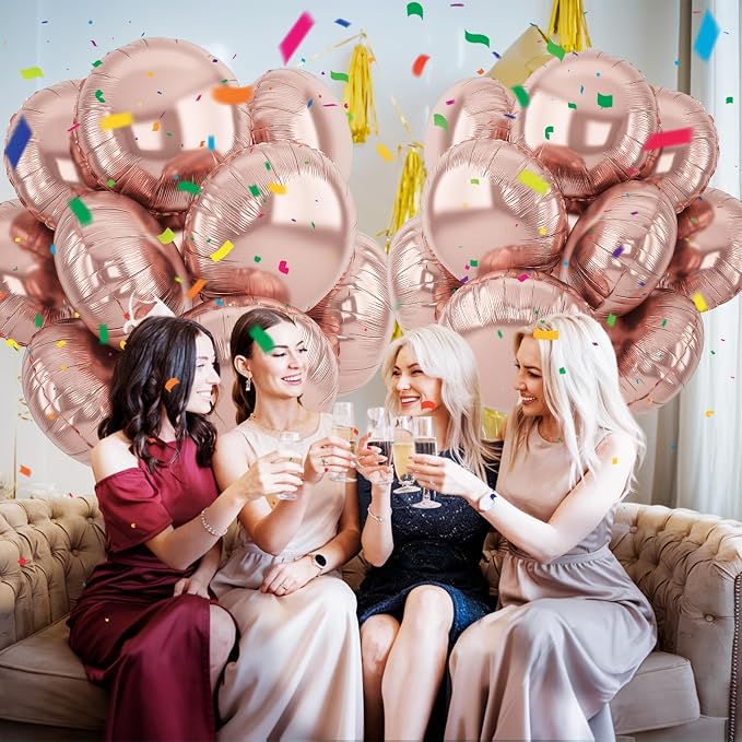 20PCS 18 Inch Round Foil Balloon, Rose Gold Round Shaped Balloons, Round Shape - Image 6