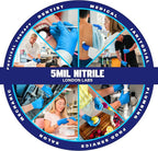 Sky Blue 5 Mil Nitrile Exam Gloves Disposable Latex Free | Medical Rubber Gloves for Doctors, EMT, First Aid Kit, Food Service & Cleaning | Pack of (200 CT)