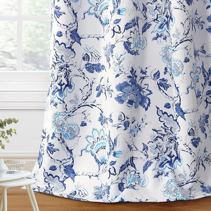 H.VERSAILTEX Blackout Curtains 84 Inch Length 2 Panels Set Floral Print Curtain by HVERSAILTEX