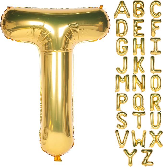 Letter Balloons 40 Inch Giant Jumbo Helium Foil Mylar Gold T by Exquisitehighqualitypartydecorationstomeetyoureveryneed%EF%BC%81