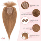 Hairro Human Hair Toppers with Wispy Bangs, 3.5x4.7" Hand-wovened Base for Women with Thinning Hair, Lightweight & Breathable Realistic Scalp, Clip-in Hairpieces for Easy Wear, 12 Inch Blondish Brown