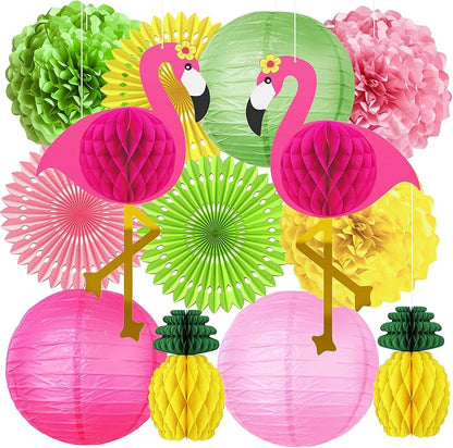 Flamingo Hawaiian Luau Party Decorations, Pool Summer Tropical Decorations | by Tonberless