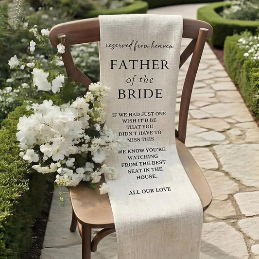 HunnmingRe Bride Father Wedding Memorial Reserved Chair Sign Banner in Loving by HunnmingRe