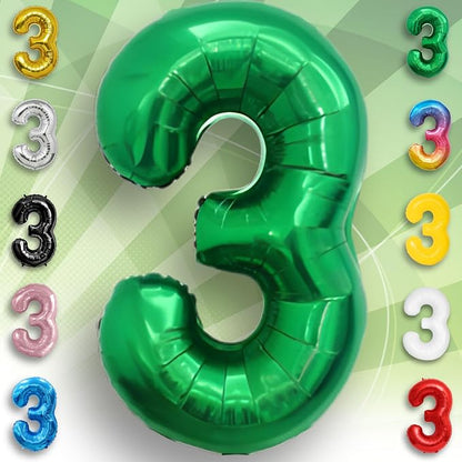 Green Number Balloon 3 Mylar Foil Balloons 16 inch - Image 2