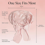 Kitsch XL Satin Bonnet for Sleeping - Softer Than Silk Hair Bonnet For Women - Secure Fit, Adjustable Night Cap For Curly & Textured Hair - Prevents Breakage, Tangles & Thinning - Blush