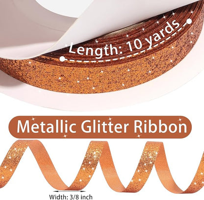 Amber Gold Metallic Glitter Ribbon - Image 3