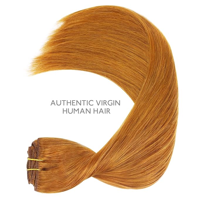 WENNALIFE Clip in Hair Extensions Real Human Hair, 14 Inch 150g 9pcs Human Hair Extensions Clip In, Auburn Ginger Hair Extensions Clip In Real Hair Coloured Remy Human Hair Extensions
