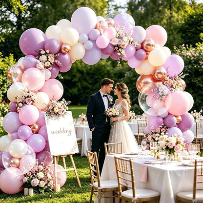 Dusty Purple Balloons Arch Kit, Lavender Gold Pink Clear, Party Decor | 128pcs - Image 4