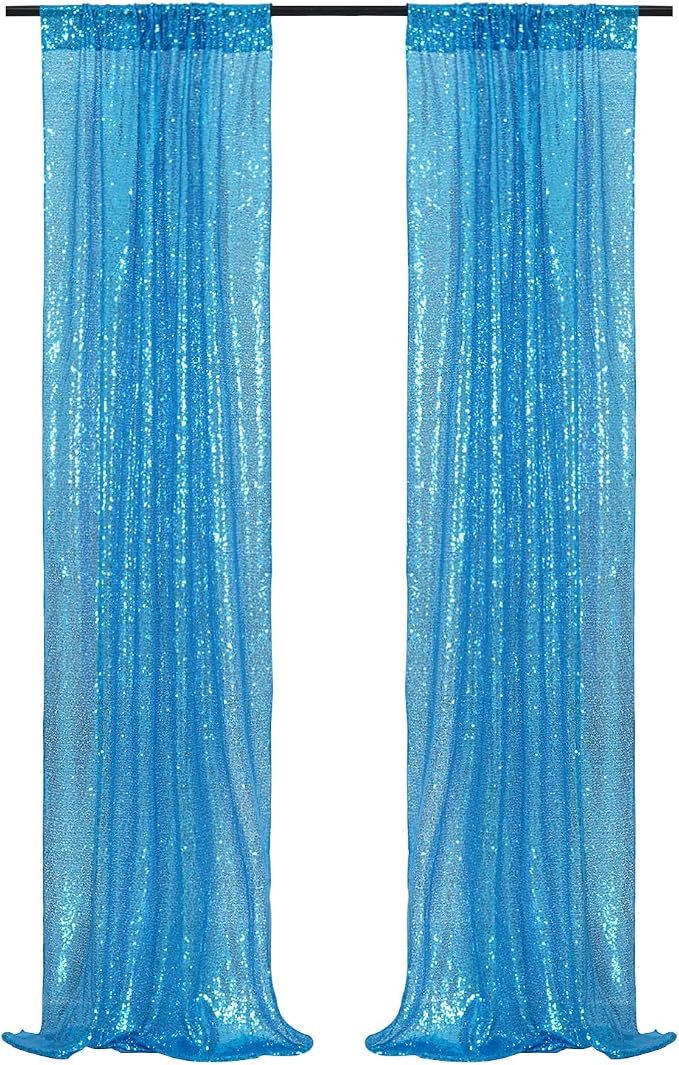 Poise3EHome Turquoise Sequin Backdrop Curtains, 2 Panels Sequin Backdrop - Image 7