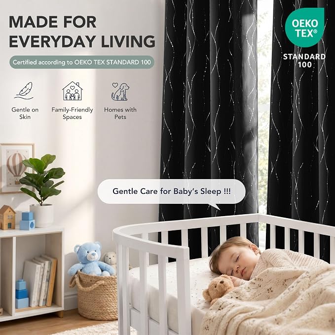 Deconovo 100% Blackout Living Room Curtains 63 Inches Long, Thermal Insulated - Image 6