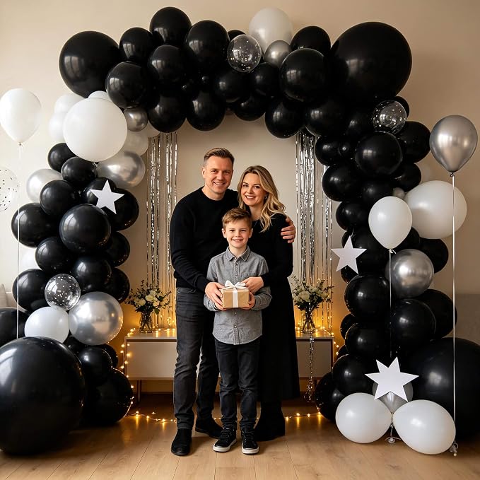 Black Balloons Different Sizes, 18 12 10 5 Inch Black Balloons Arch Kit Garland - Image 6