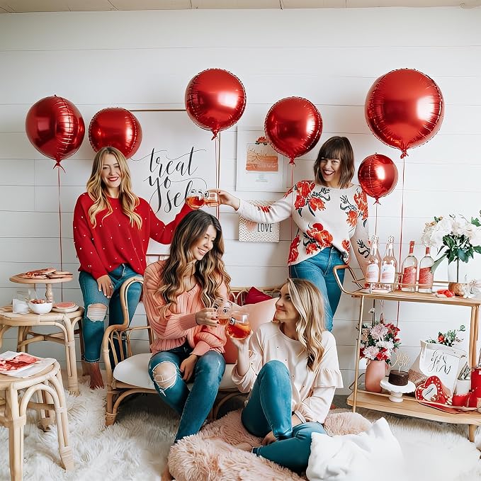 HILAVO 12PCS Red Round Foil Balloons - Image 5