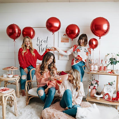 HILAVO 12PCS Red Round Foil Balloons - Image 5
