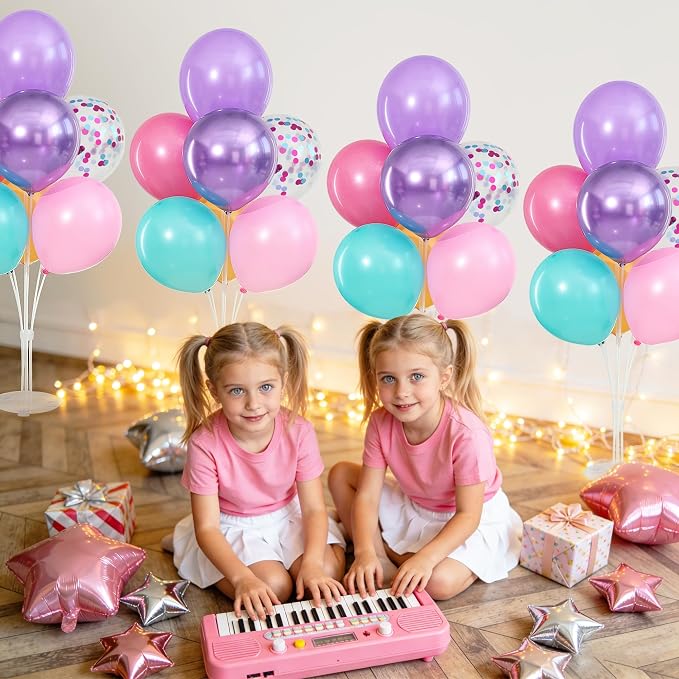 4 Sets Pink Purple Blue Teal Yellow Balloons Stand - Image 5