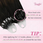 YoungSee Micro Loop Hair Extensions Real Human Hair Brown Micro Link Hair Extensions Dark Brown with Medium Browns Balayage Micro Ring Human Hair Extension Ombre for Parties 24 Inch 50g 50s