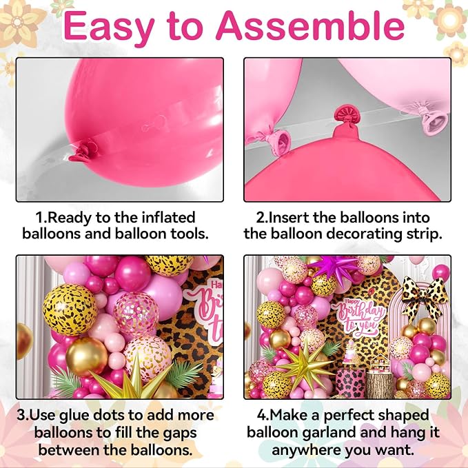 Hot Pink Cheetah Print Balloon Arch Kit - Image 6