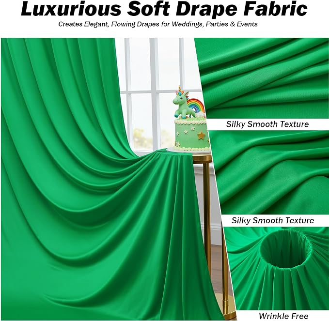 20x12 ft Green Backdrop Curtains - Image 3