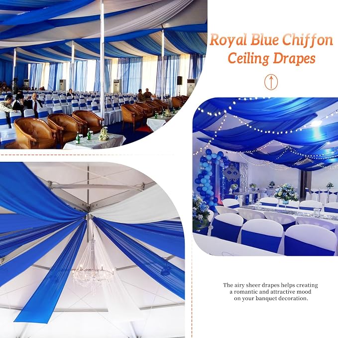 6 Panels Royal Blue Ceiling Drapes - Image 6