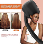 Hair Dryer Bonnet Attachment – 28.5" XL Hooded Dryer Cap for Faster Drying & Deep Conditioning, Extra-Large Space Fits Thick, Curly Hair & Styling Tools (Black, Universal)
