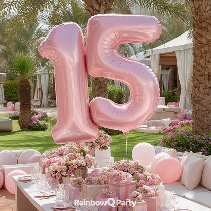RainbowQ Pink 13 Balloon Number 40 Inch 0-40 Foil Large Balloons | Big Mylar 13 - Image 6