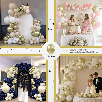 Jobkoo Metallic Gold Balloons, 12 Inch Chrome Light Gold Latex Balloon | - Image 6