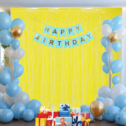 4 Pack Wavy Yellow Foil Curtain Backdrop -3.3 ft x 6.6 ft Gold Tinsel Backdrop - Image 7