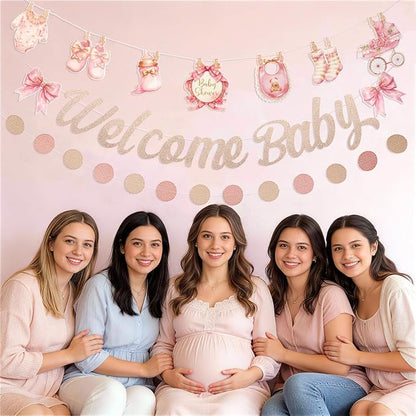 Baby Girl Baby Shower Decorations, Baby in Bloom Garland Decor, Pastel Pink - Image 6