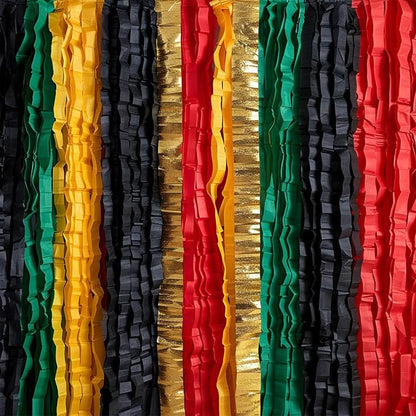 PartyWoo Gold Black Green Red Yellow Crepe Paper Streamers 6 Rolls 492 FT | - Image 2