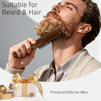 Nylon Hair Brush for Men, Mens Slick Back Hair Brush with Stiff Bristles & Wooden Walnut Handle for Thick & Fine Hair Smoothing, Detangling, Styling, Beard Straightens