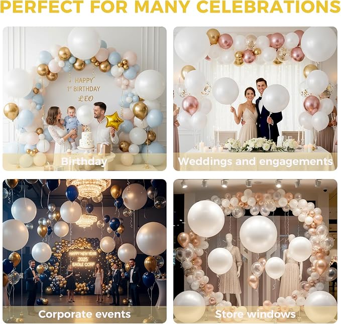 LovesTown 15PCS Pearl White Party Balloons, 18inch Latex Balloons Garland Arch - Image 5