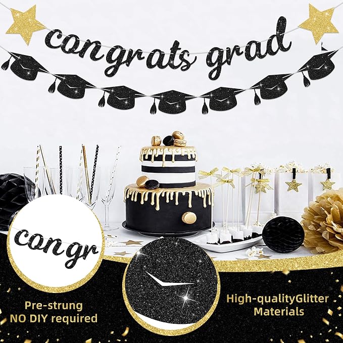 2026 Graduation Banners Party Decorations Black Class of 2026 - Image 3