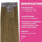 Lashey Seamless Clip in Hair Extensions Real Human Hair Medium Brown 4pcs 46g Invisi Edge 18 Inch Straight Hair Extension Clip ins