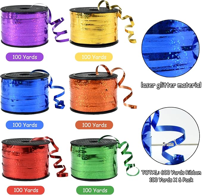 BEISHIDA 6 Assorted Colors Curling Ribbons Balloon String Ribbons - Image 2