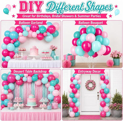 Teal Pink Balloons, Tropical Luau Beach Wedding Bridal Shower Decorations - Image 6