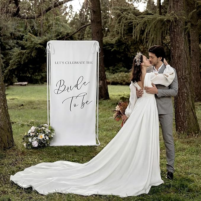Yousoontic Bride to Be Linen Rustic Bridal Shower Welcome Banner Plain Ceremony - Image 3