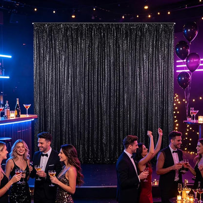 Hahuho Black Sequin Backdrop Curtain, Party Decoration（4 Panels, 2FT x 8FT - Image 5