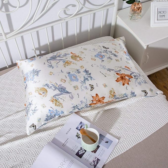 SLPBABY Silk Pillowcase for Hair and Skin with Hidden Zipper Print (Queen, Pattern 23)