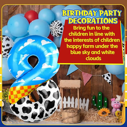 40 Inch 8 Number Balloon Blue Clouds Cartoon Story Balloons Toy Inspired Story - Image 3