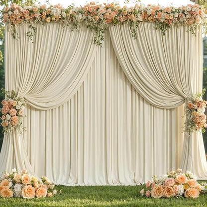 10x12 Backdrop Curtains for Wedding Party Wrinkle Free Beige Backdrops Curtain - Image 8