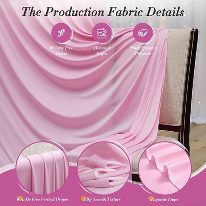 20 ft x 10 ft Wrinkle Free Baby Pink Backdrop Curtain - Image 4