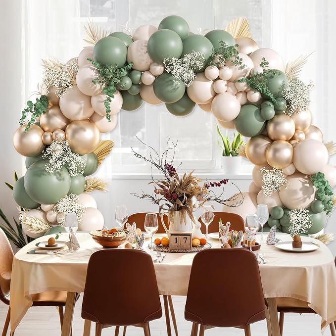 130Pcs Sage Green Gold Balloon Garland Arch Kit - Image 7
