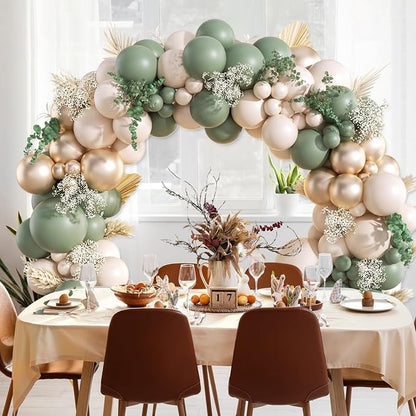 130Pcs Sage Green Gold Balloon Garland Arch Kit - Image 7
