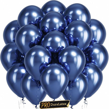 Pro Duralatex Metallic NavyBlue Extra-Thick Balloons 120Pack 10inch | Chrome by Bezente