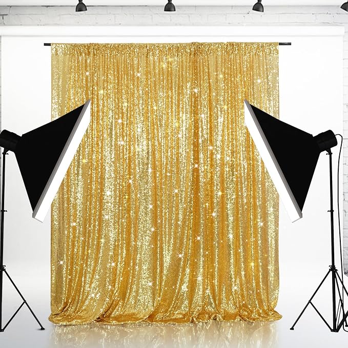 Eternal Beauty Gold 3mm Sequin Backdrop 8x8 Ft - Image 3
