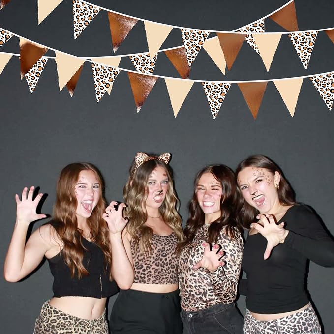 32Ft Leopard Party Decorations Metallic Brown Leopard Triangle Banner Flag - Image 5