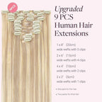 GOO GOO Clip in Hair Extensions Real Human Hair, Remy Human Hair Extensions Clip ins for Women, Natural Human Hair, 22inch 150g 9 Pcs, #18F/60A Balayage Light Wheat Platinum Blonde