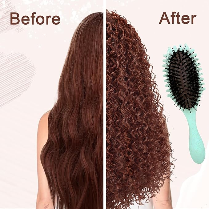 Curly Defining Brush, Curly Hair Styling Brushes Detangler Soft Bristle Hair Brush 1-Pack (Light Green)