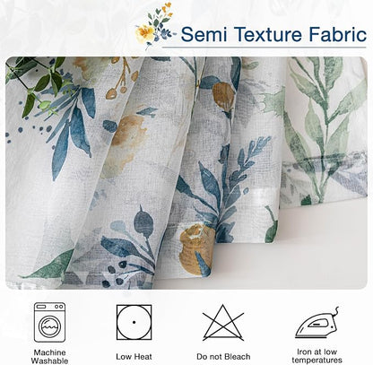 MYSKY HOME Yellow and Blue Sheer Floral Curtains 72 Inch Length 2 Panels | - Image 7