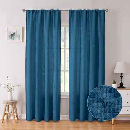 Tollpiz Linen Curtain Living Room Rod Pocket Semi Sheer Curtains Burlap Light by Tollpiz