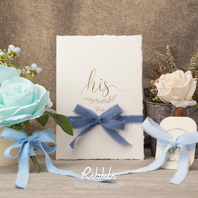 Ribbli 3 Rolls Blue Ribbon 5/8 Inch x 18Yards Light Blue Baby Blue Dusty Blue - Image 5